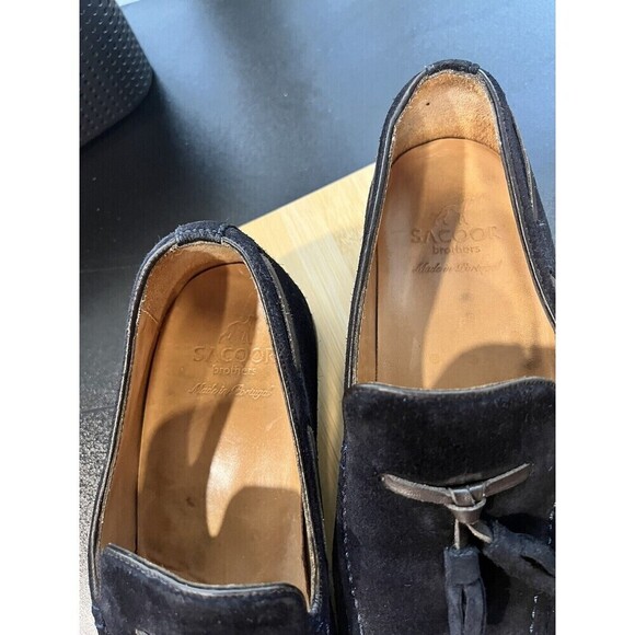 Sacoor Brothers Suede Deep Navy Blue Leather Loafers Made In Portugal  41 (8) main image 5